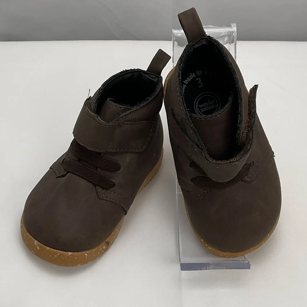 Wonder‎ Nation Toddlers Brown Walker Shoes Sz3 #0221